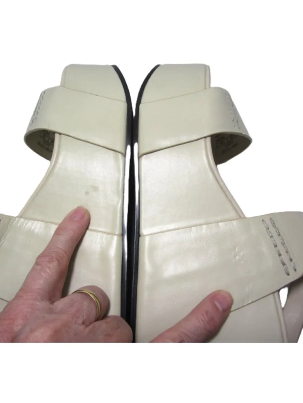 NEW Zara SRPLS $169 Sz 37 US 6.5 Platform Wedge Leather Cream Beige Ivory Flaws - Picture 14 of 15